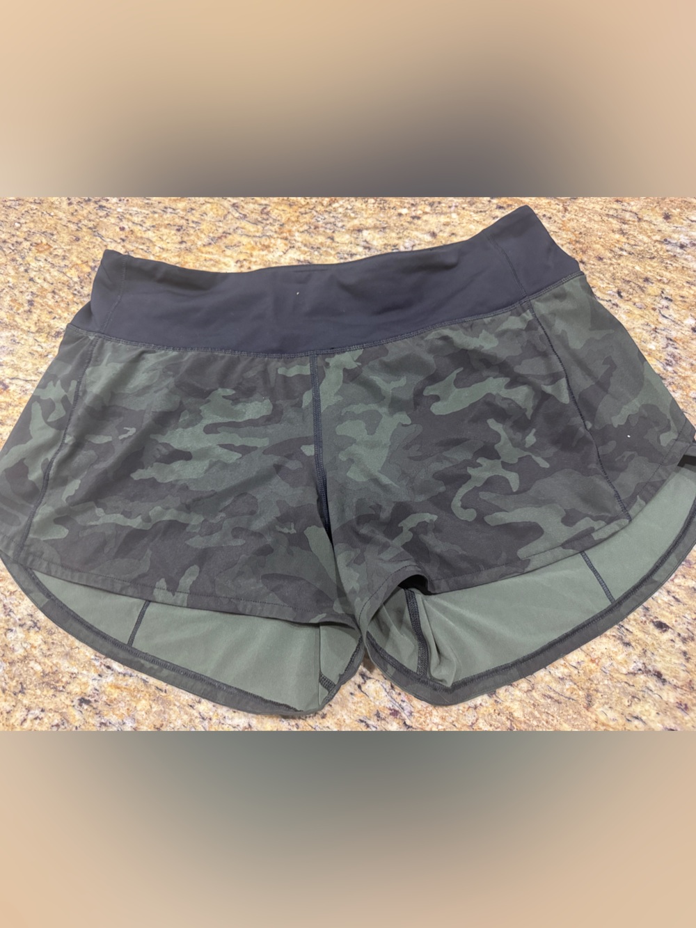 lululemon athletica Green Black Camo Speed Up Running Shorts